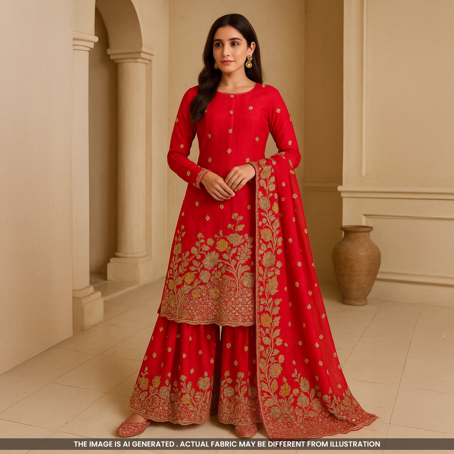 Cut Dana Thread Zari Sequins Embroidered Shimmer Tissue Fabric-F5050