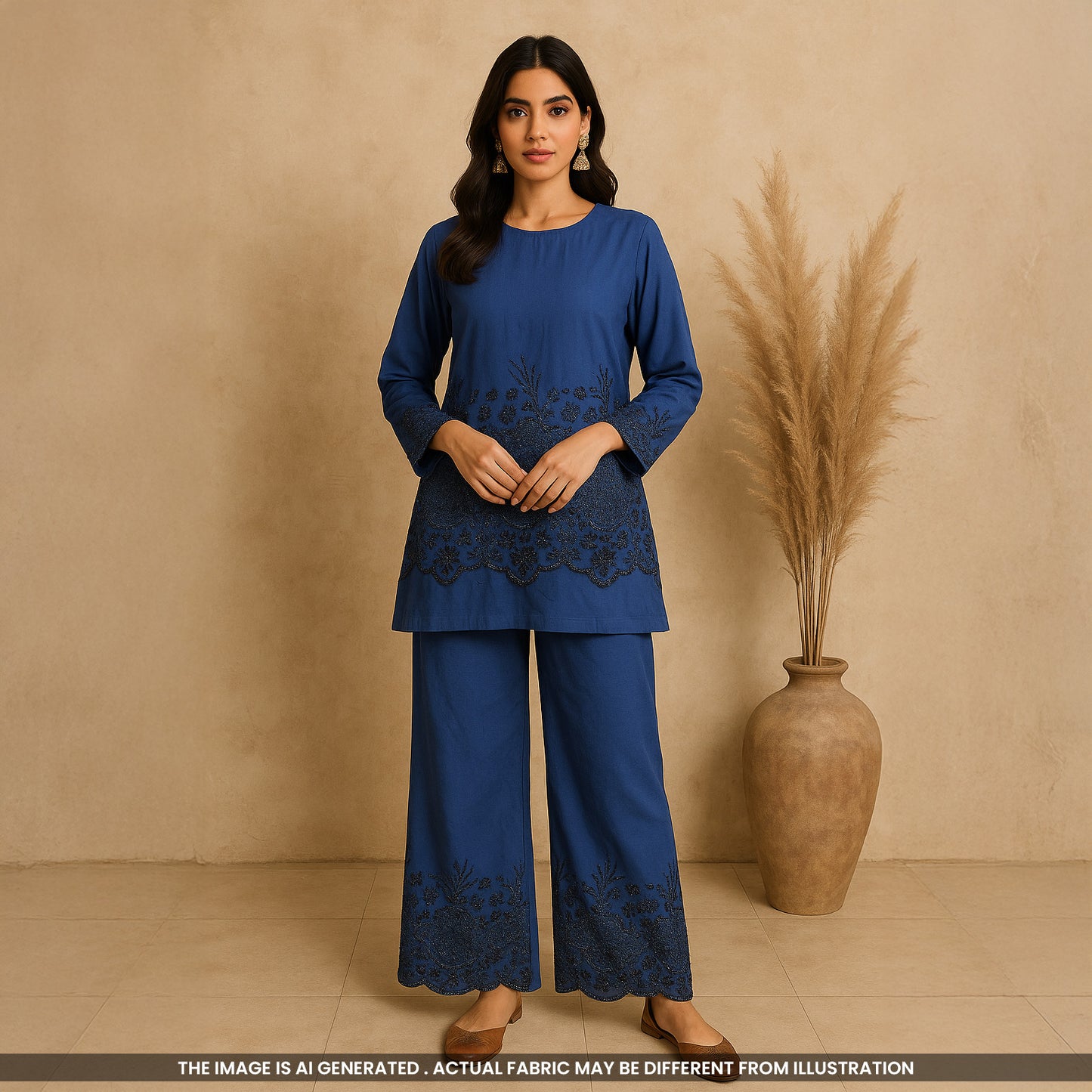 Cut Dana Thread Sequins Work Denim Fabric-F5048