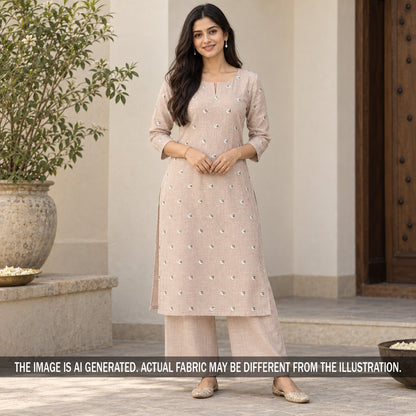 Thread Zari Buti Linen Fabric - F7414