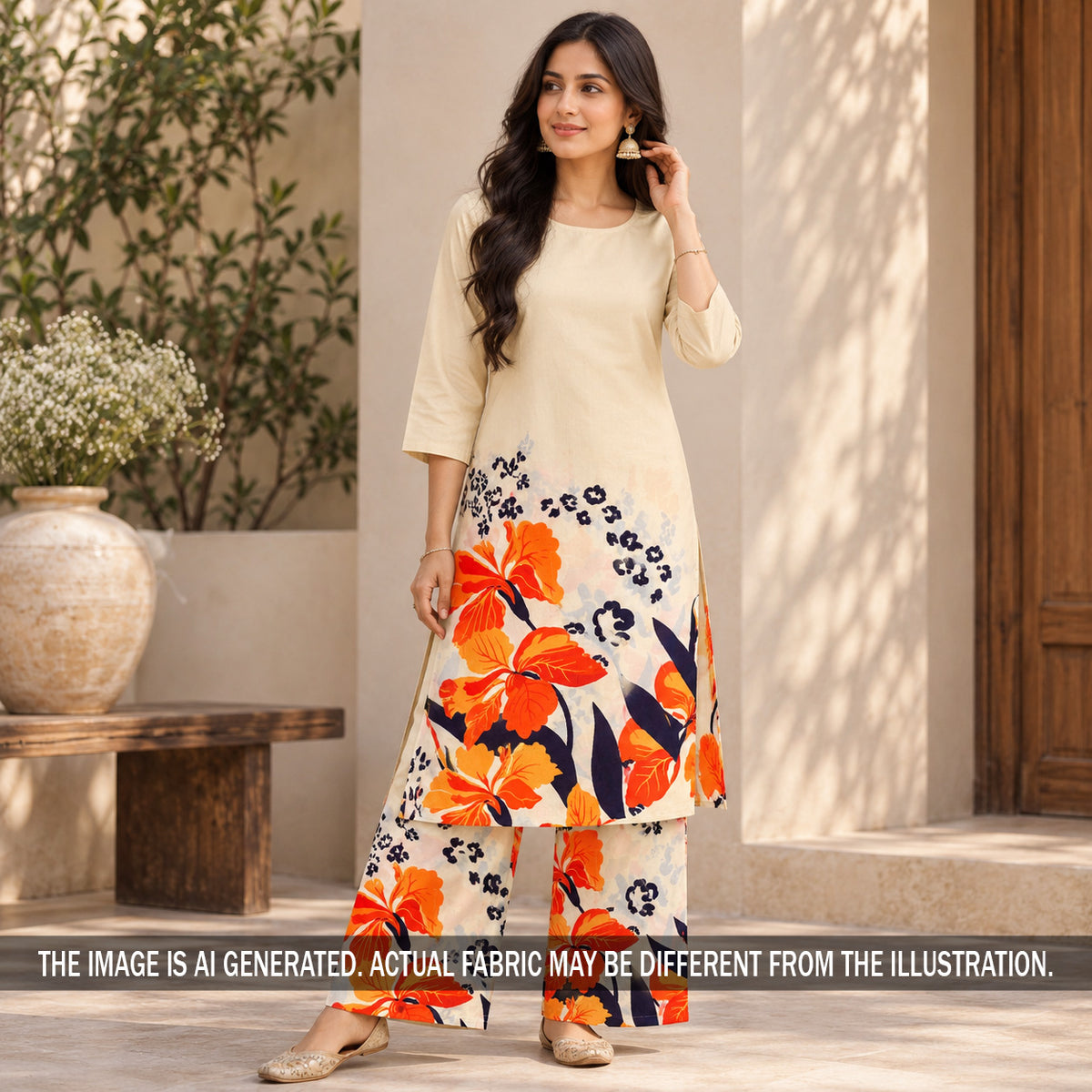 Digital Print Crepe Satin Fabric - F7434