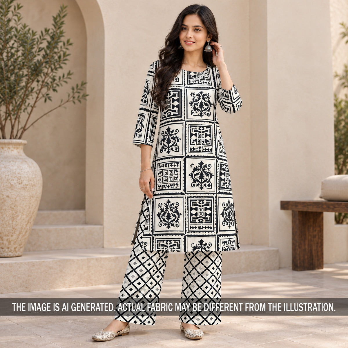 Digital Print Crepe Satin Fabric - F7435