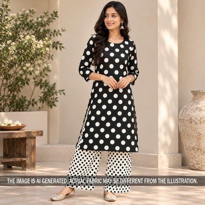 Polka Dot Crepe Satin Fabric - F7436