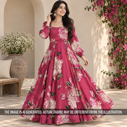 Digital Print Crepe Satin Fabric - F7429