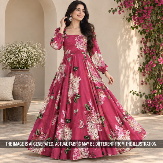 Digital Print Crepe Satin Fabric - F7429