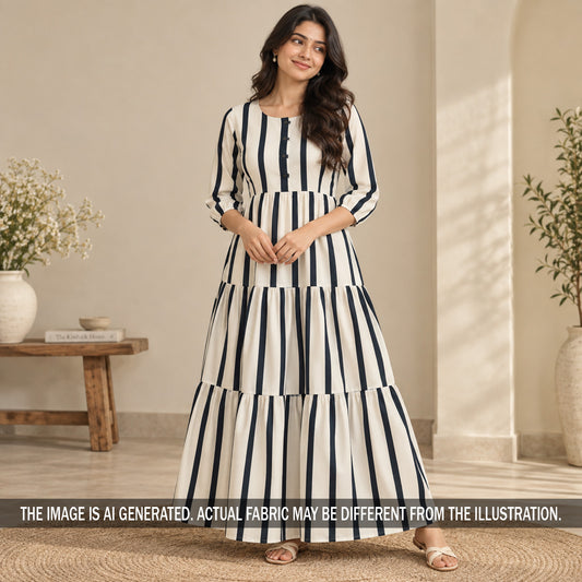 Stripes Crepe Satin Fabric - F7440