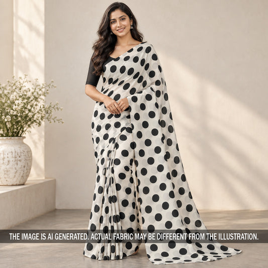 Polka Dot Crepe Satin Fabric - F7439