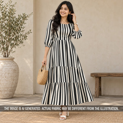 Stripes Crepe Satin Fabric - F7438