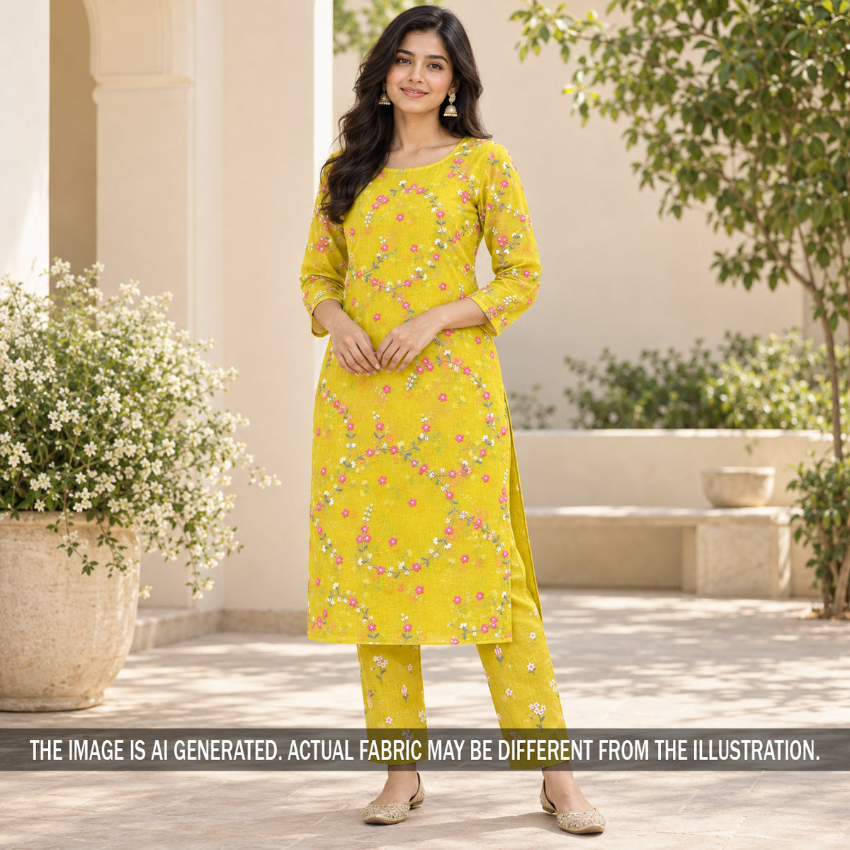 Thread Embroidered Mul Chanderi Fabric - F7457