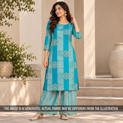 Zari Sequins Thread Embroidered Tissue Fabric - F7463