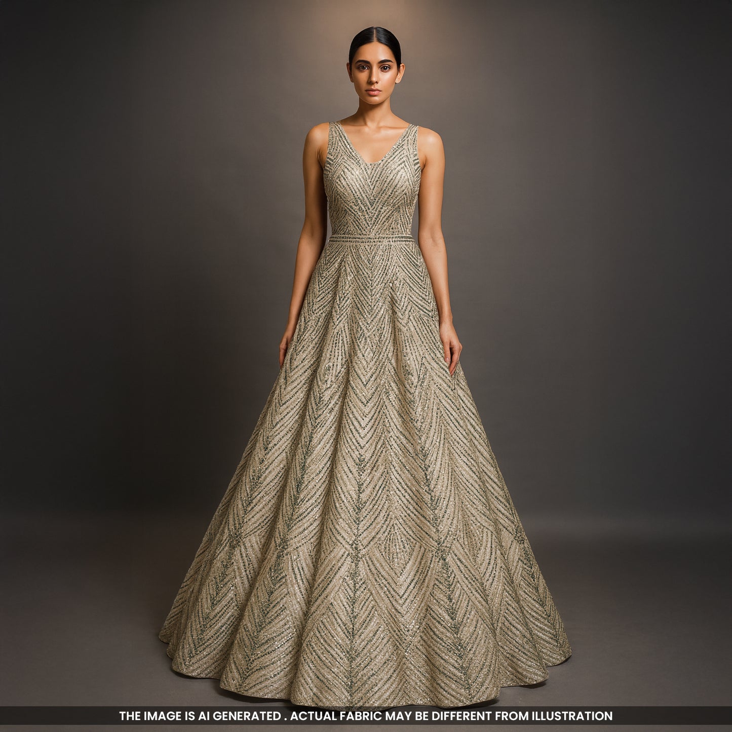 Cutdana Pearl Sequins Embroidered Net Fabric- F4856