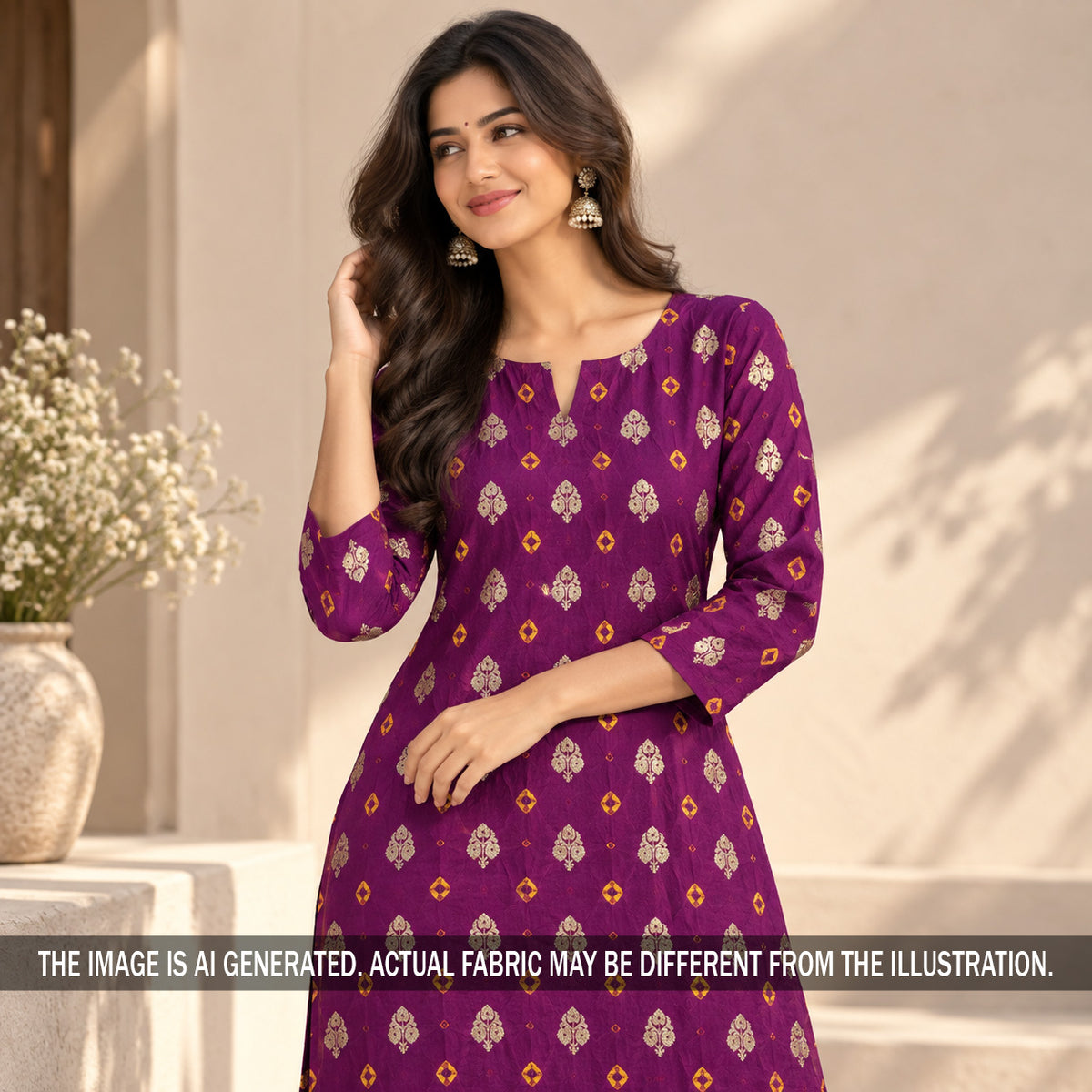 Pure Bandhani Silk Fabric - F7477