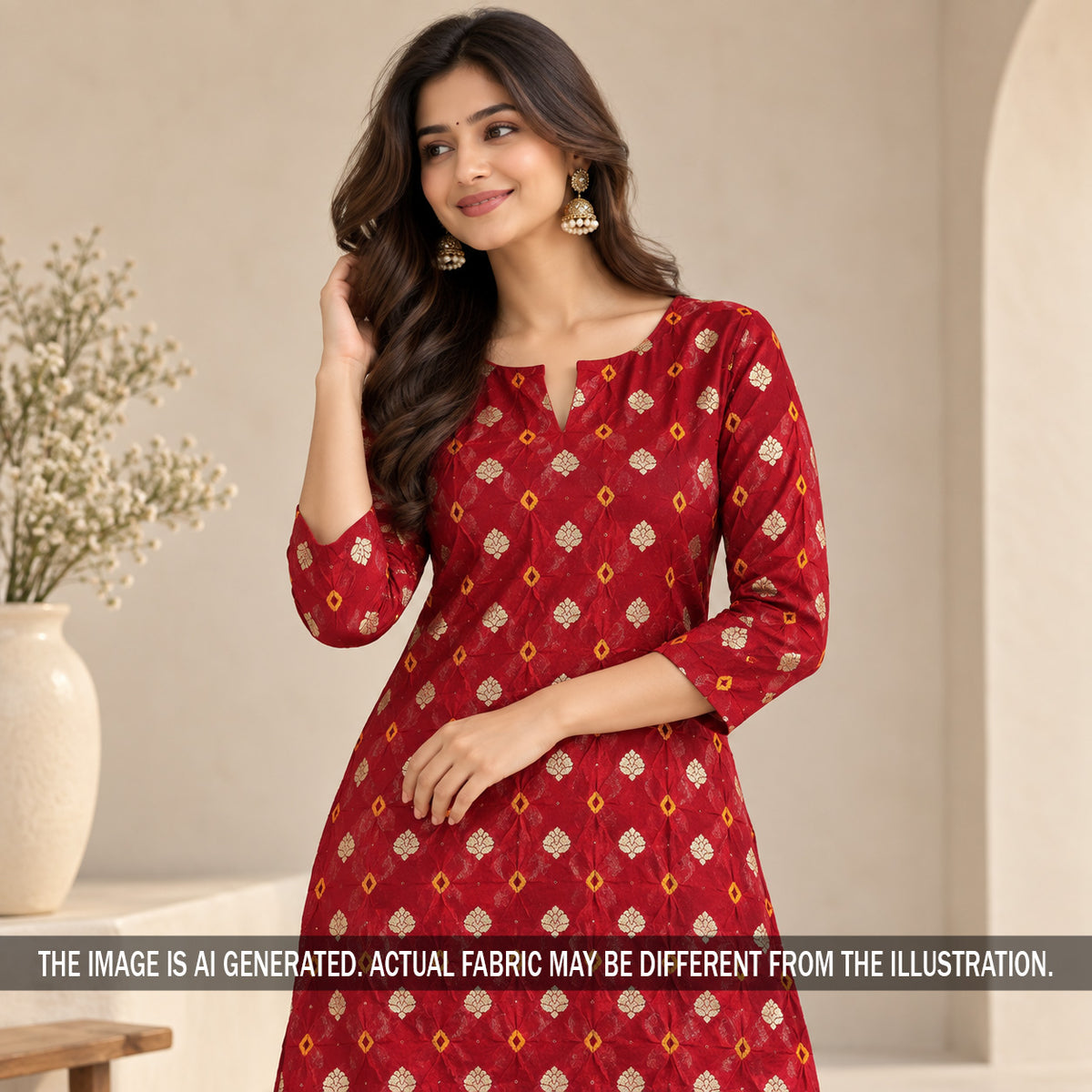 Pure Bandhani Silk Fabric - F7476