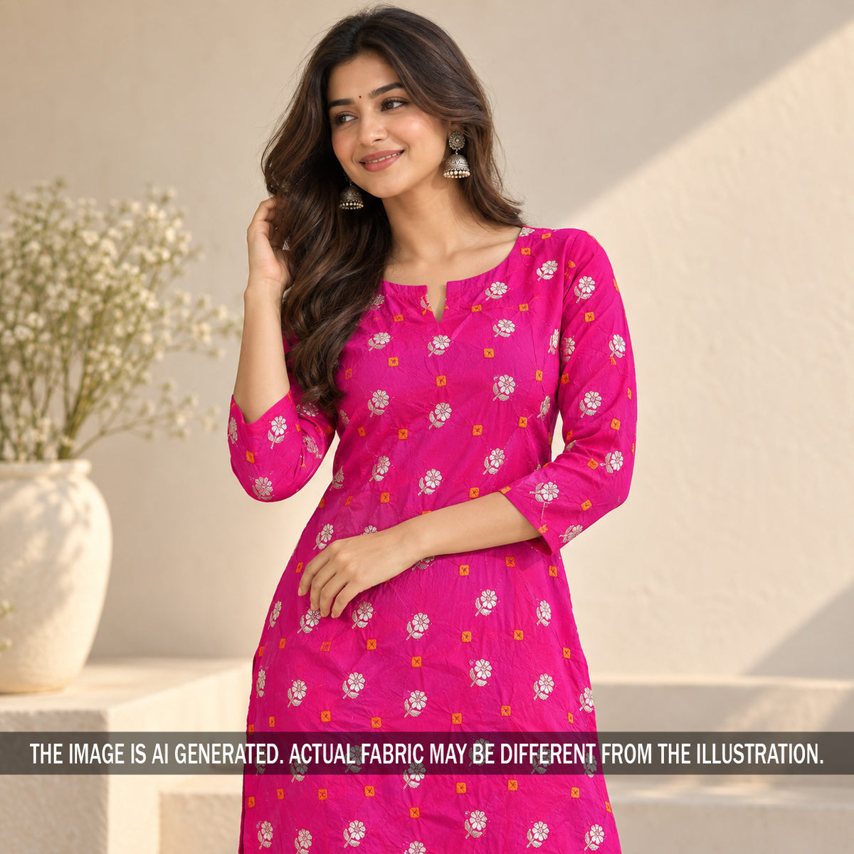 Pure Bandhani Silk Fabric - F7475