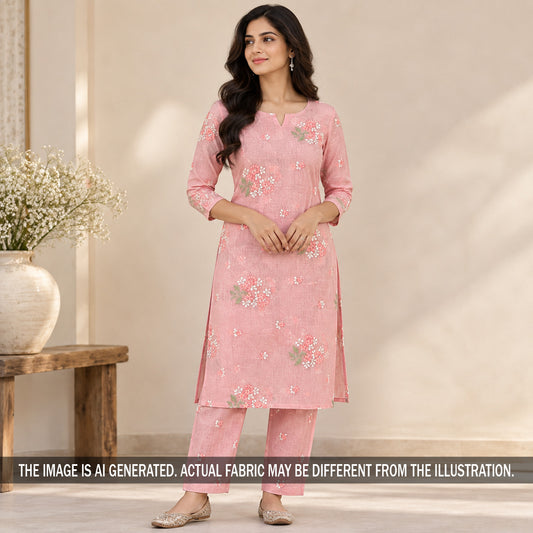 Thread Sequins Embroidered Mul Chanderi Fabric - F7482