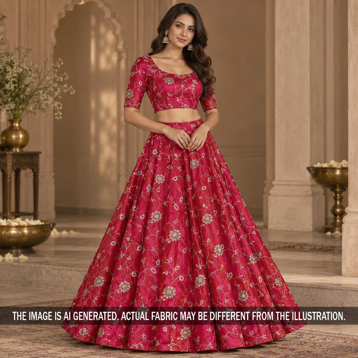 Cut Dana Zari Sequins Embroidered Shimmer Tissue Fabric - F7368