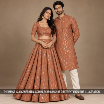 Thread Sequins Embroidered Dola Silk Fabric - F7369