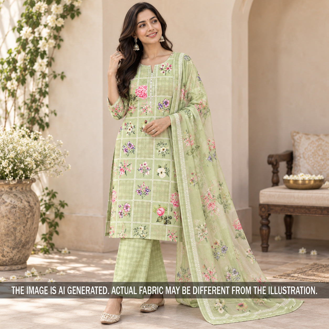 Printed Linen Cotton Fabric - F7371