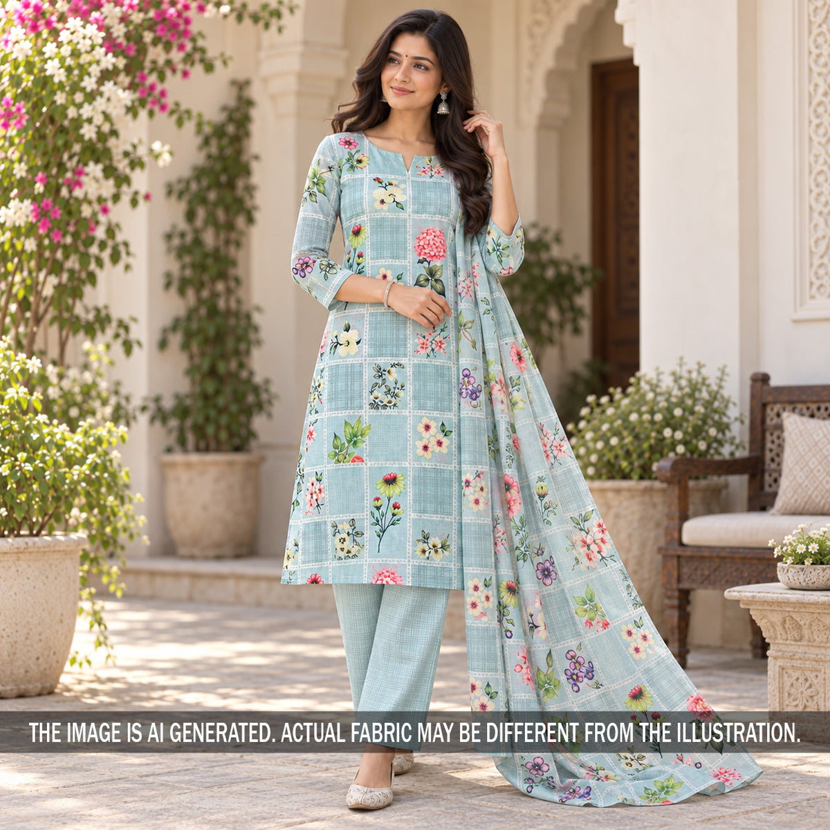 Printed Linen Cotton Fabric - F7372