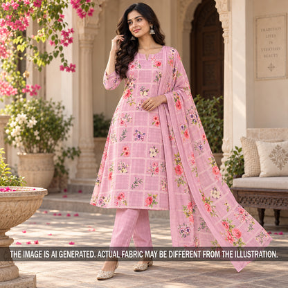 Printed Linen Cotton Fabric - F7373