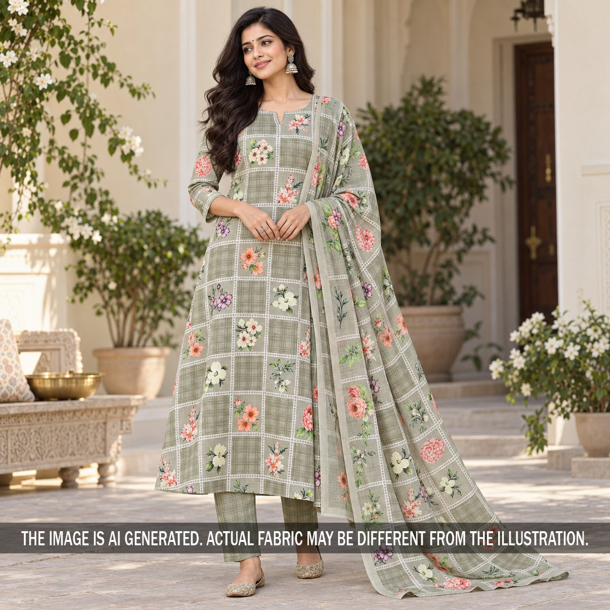Printed Linen Cotton Fabric - F7374