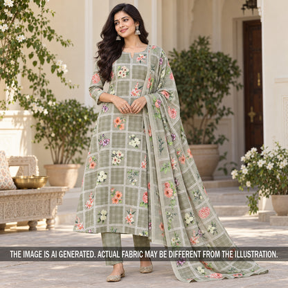 Printed Linen Cotton Fabric - F7374