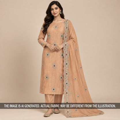 Zari Sequins with Stone Work Crush Tissue Fabric - F7364