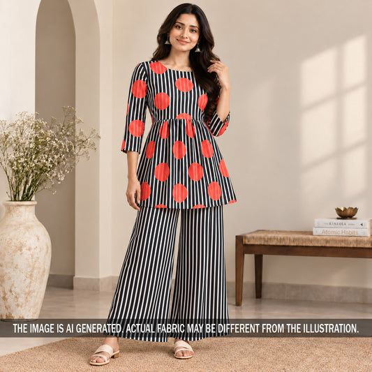 Stripes Modal Satin Fabric - F7378