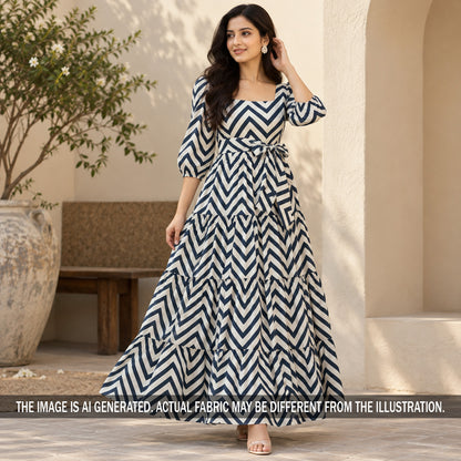 Zig Zag Modal Satin Fabric - F7394