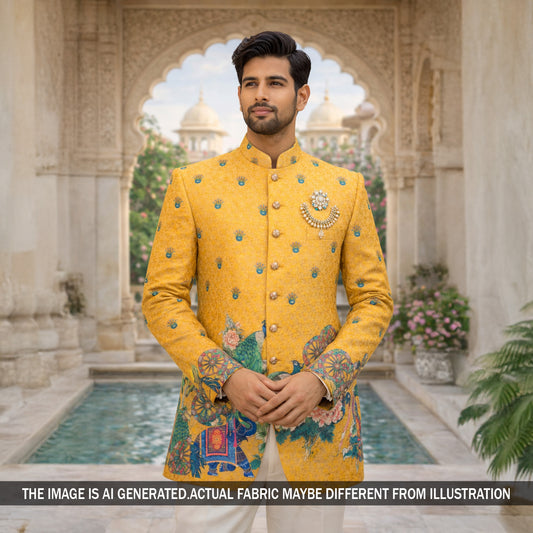 Digital Print Chikankari Sequins Work Cotton Fabric - F5823