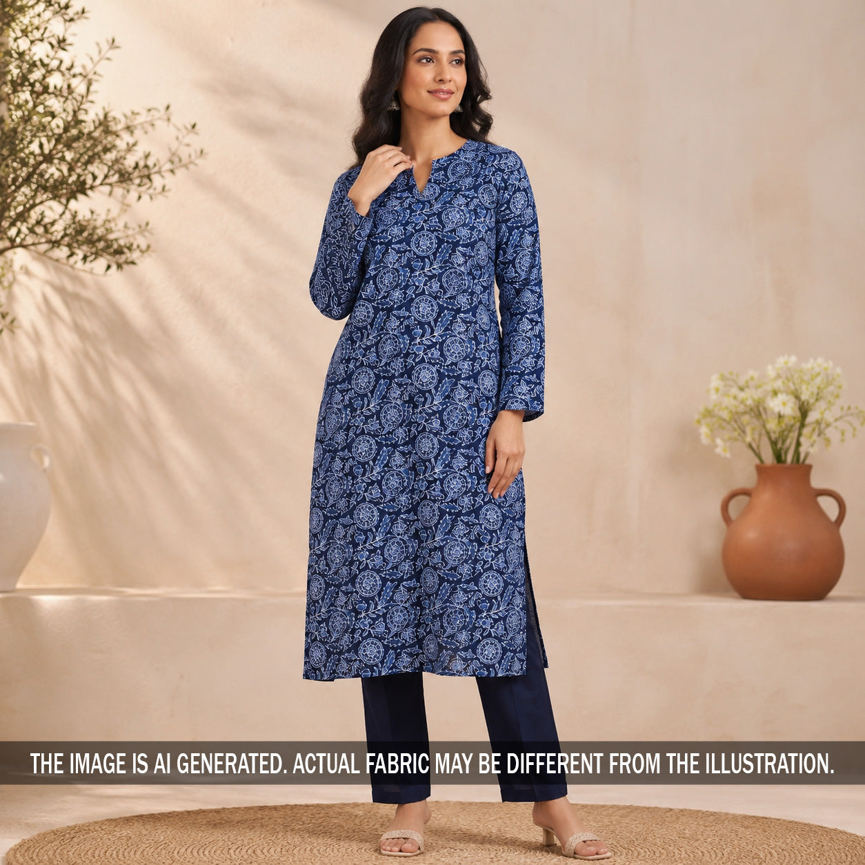Indigo Print Cambric Cotton Fabric - F7000