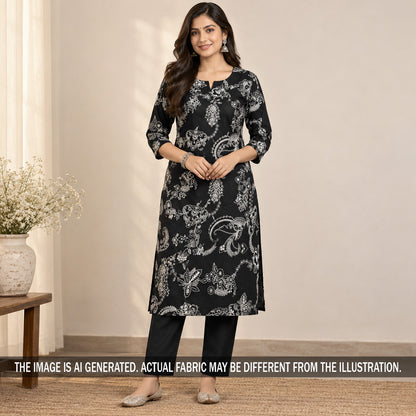 Thread Sequins Embroidered Linen Fabric - F7412