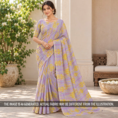 Tie-Dye Striped Chanderi Fabric - F7444