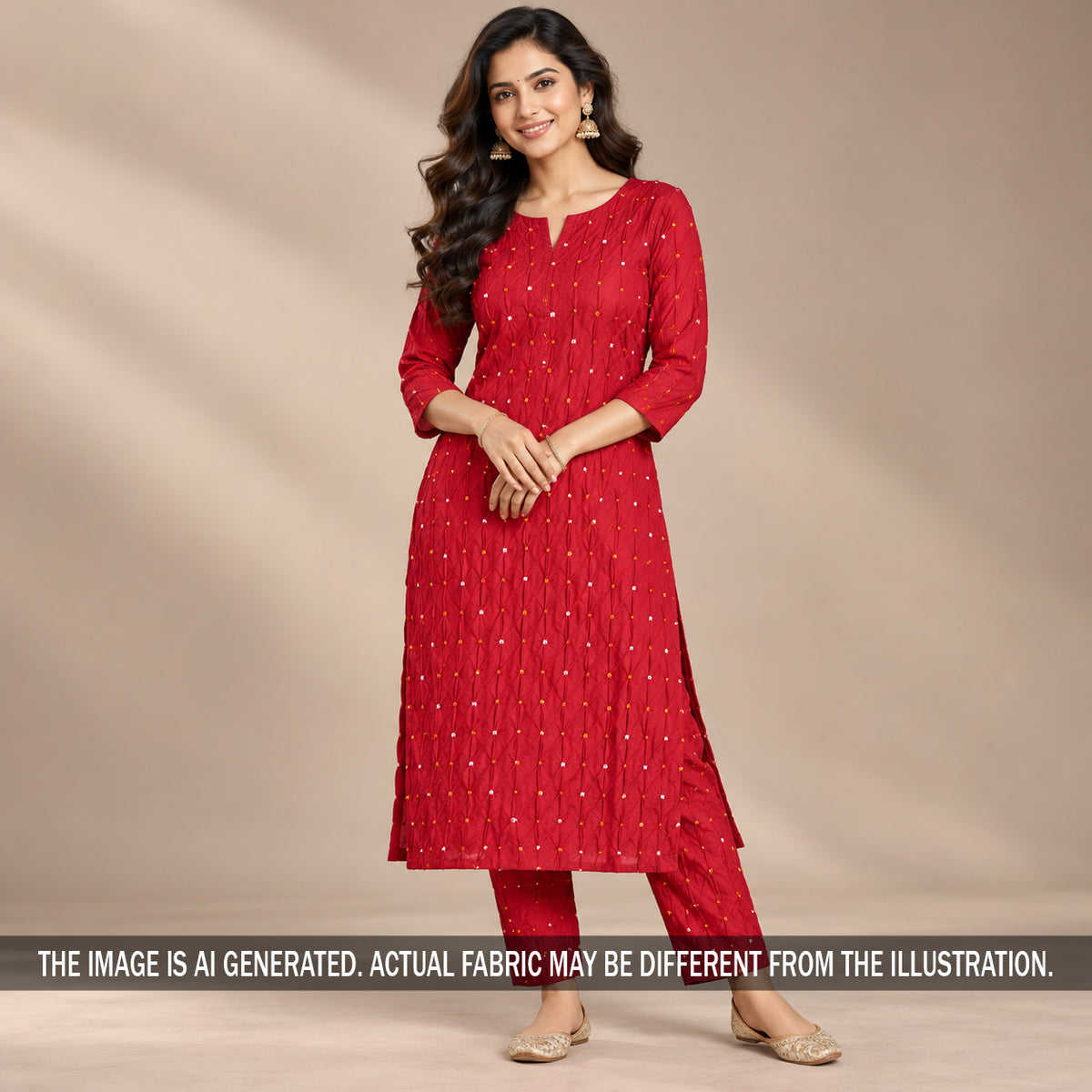 Pure Bandhani Silk Fabric - F7613