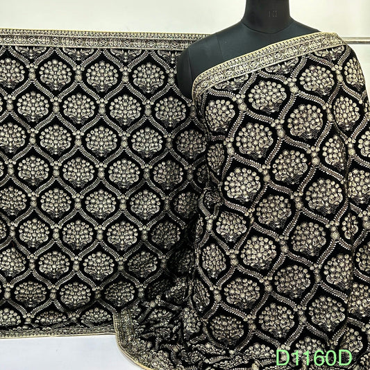 Zari Sequins Embroidered Velvet Dupatta-D1160