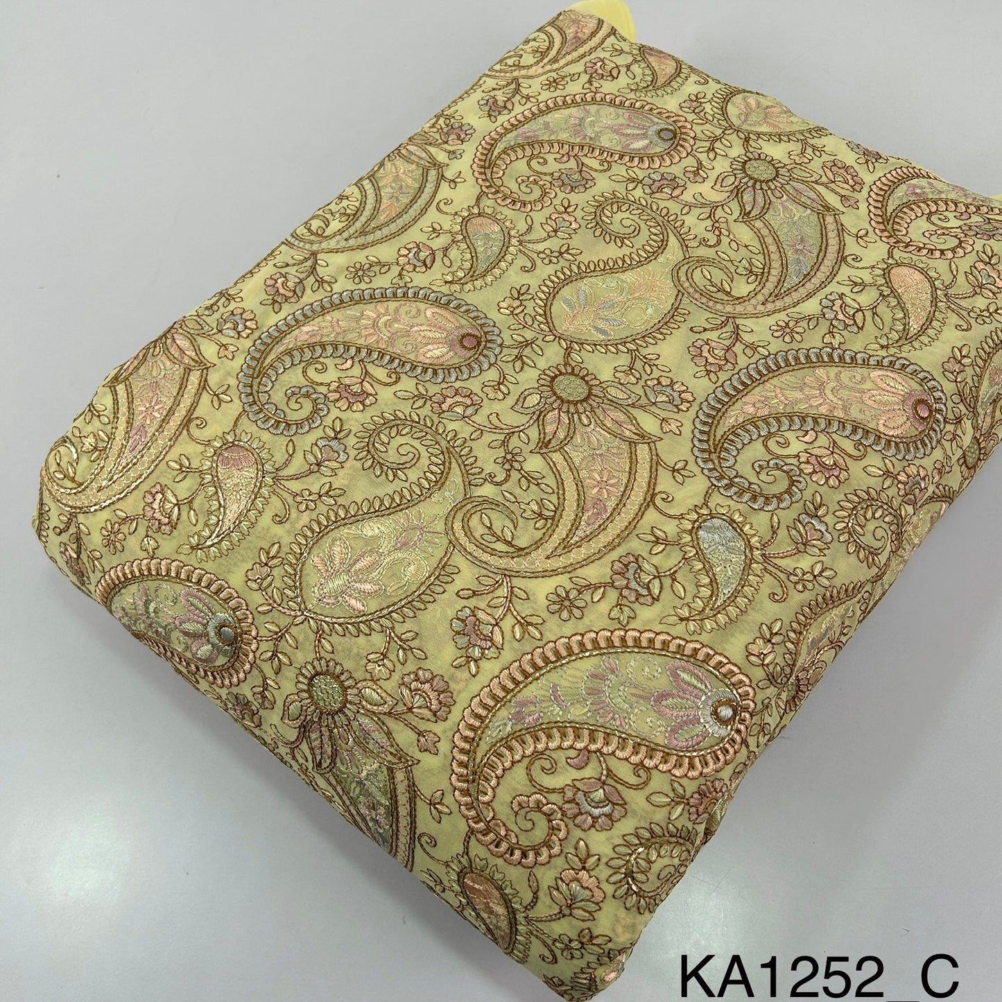 Thread Sequins Embroidered Georgette Fabric-KA1252