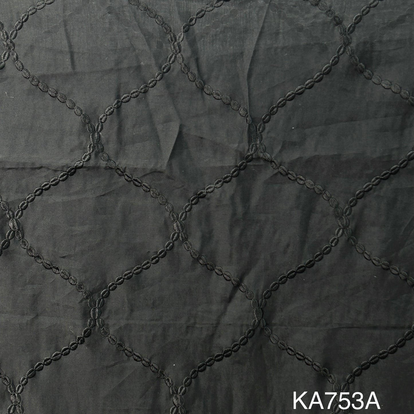 Thread Embroidered Chanderi Silk Fabric KA753