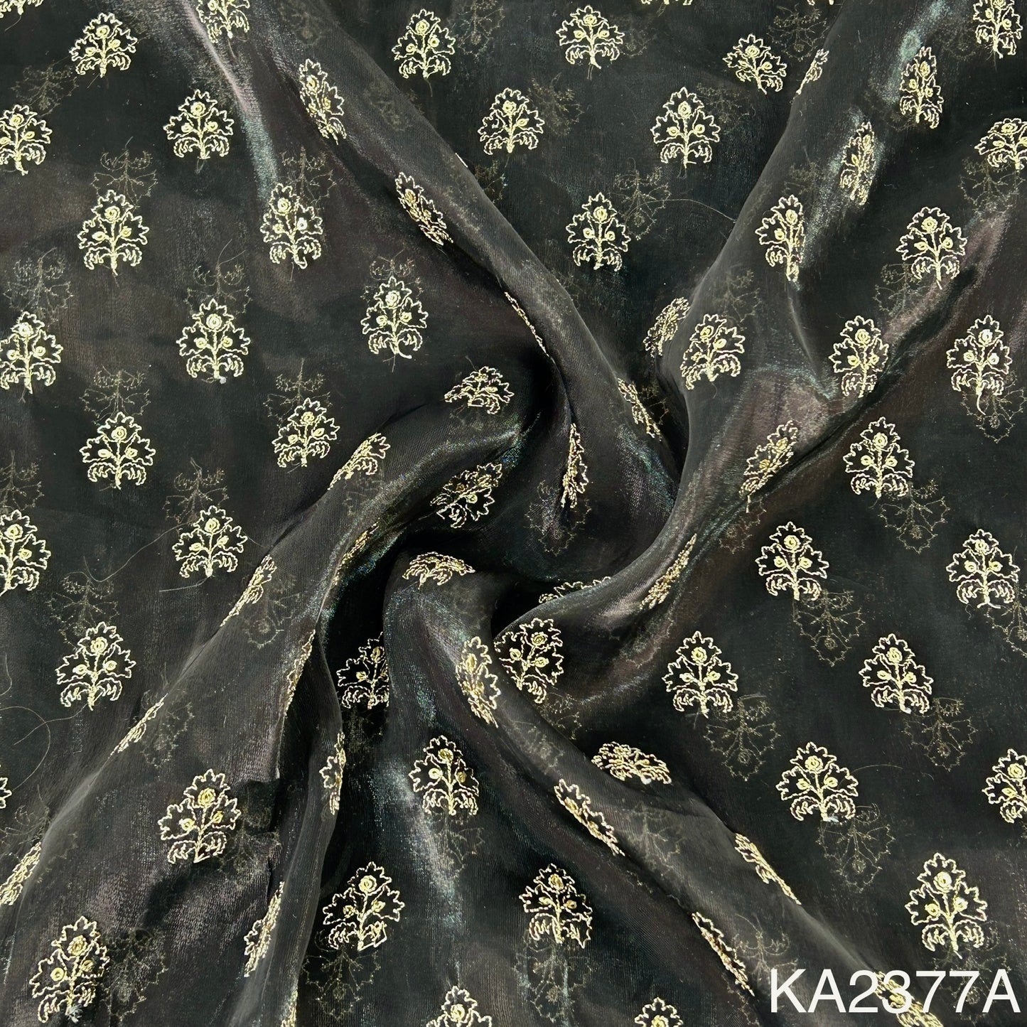 Zari Sequins Organza Fabric-KA2377