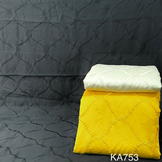 Thread Embroidered Chanderi Silk Fabric KA753