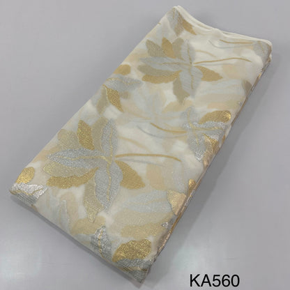 Dyeable Pure Embroidered Zari Georgette Fabric-KA560