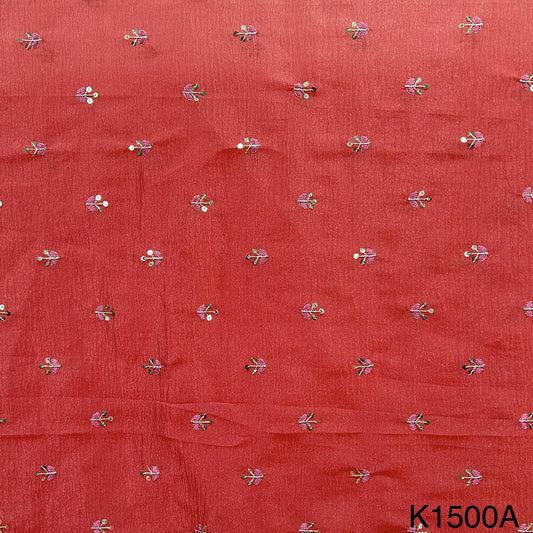 Zari Sequins Buti Crushed Organza Fabric-F1500