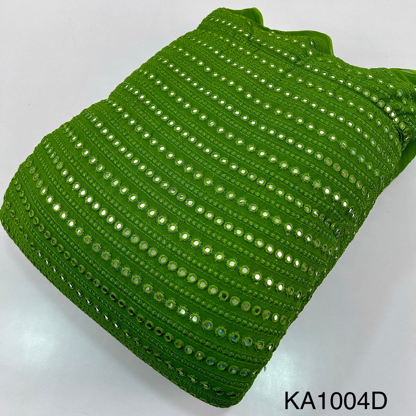 Embroidered Faux Mirror Georgette Fabric-KA1004