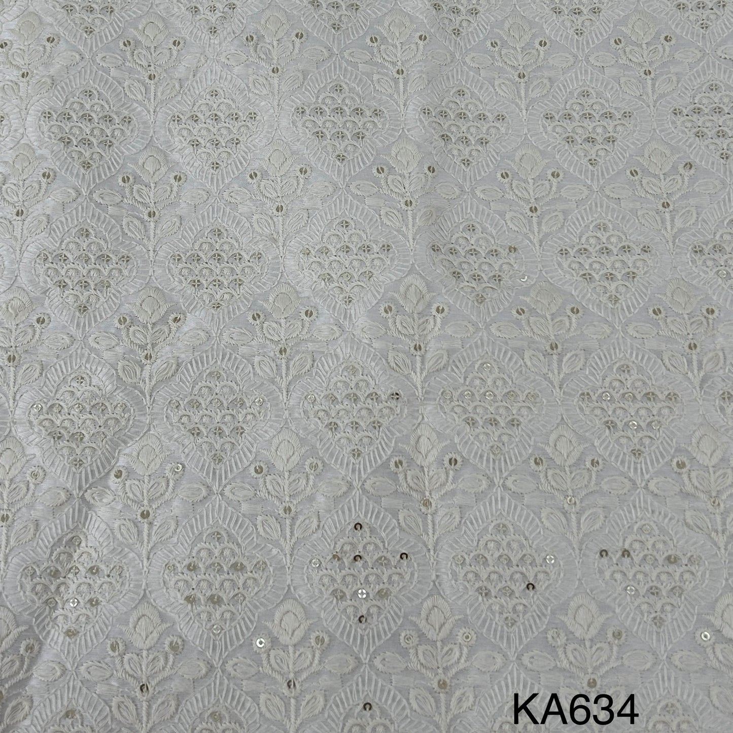 Thread Sequins Dyeable Silk Fabric-KA634