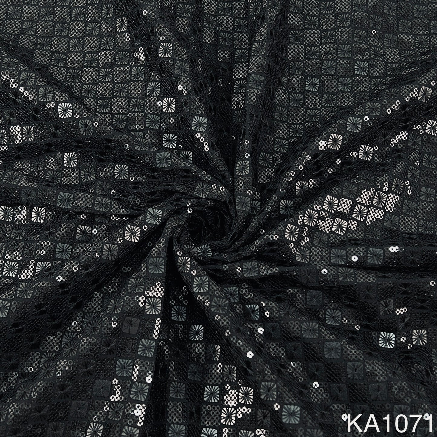 Thread Sequins Embroidered Georgette Fabric-KA1071