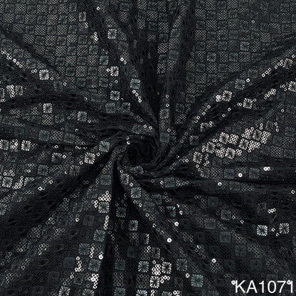 Thread Sequins Embroidered Georgette Fabric-KA1071