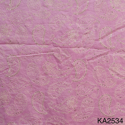 Thread Sequins Embroidered Cotton Fabric-KA2534