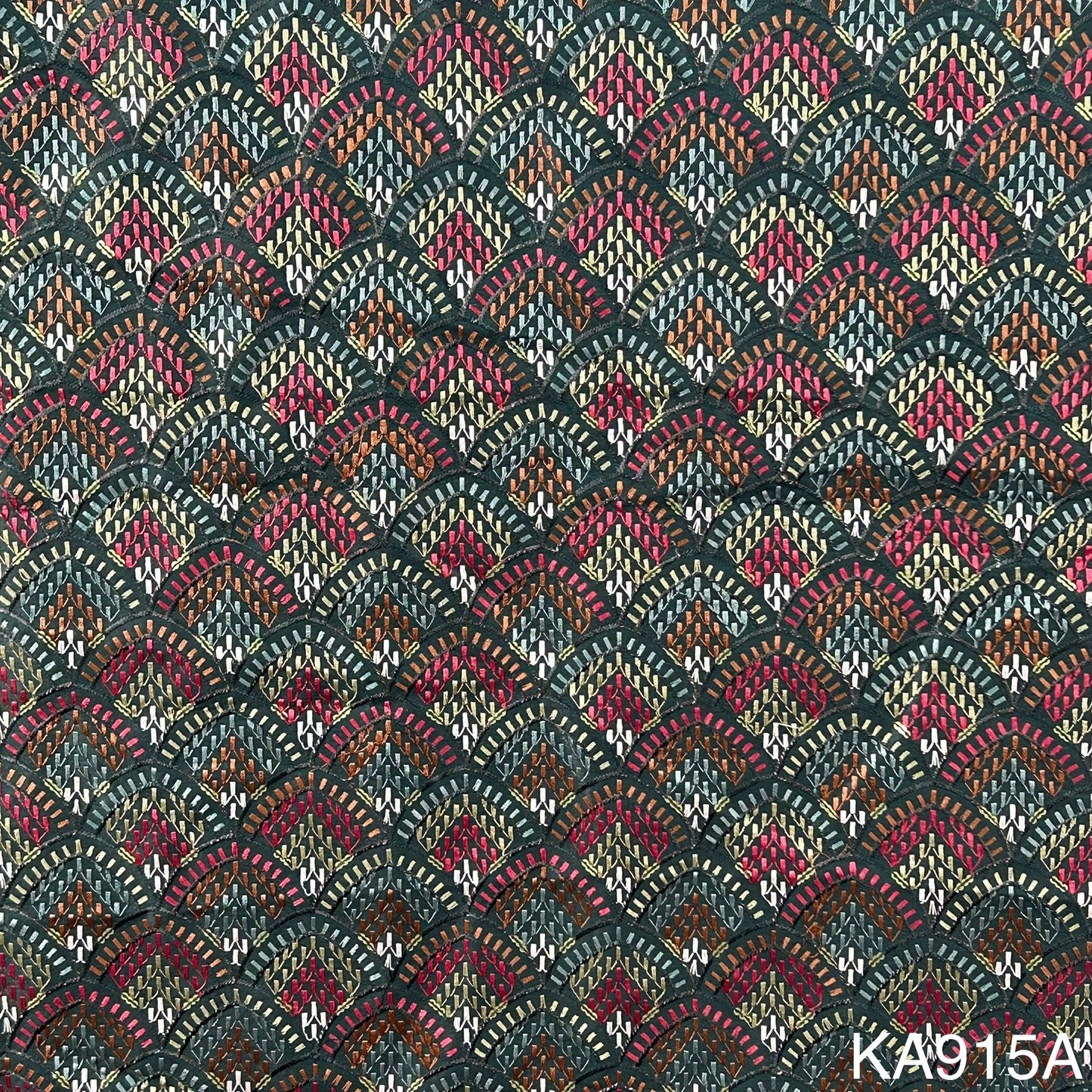 Thread Embroidered Sequins Raw Silk Fabric KA915