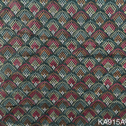 Thread Embroidered Sequins Raw Silk Fabric KA915