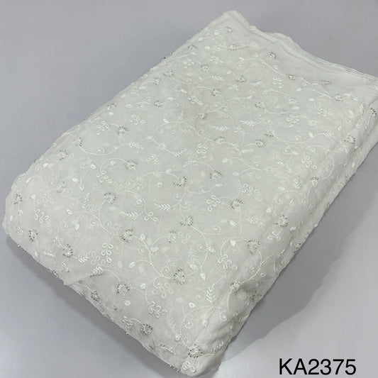 Embroidered Cut Dana Work Dyeable Organza Fabric - KA2375