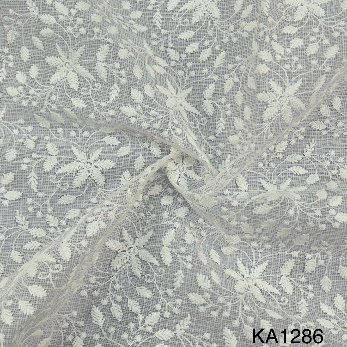 Embroidered Kota Cotton Fabric-Ka1286