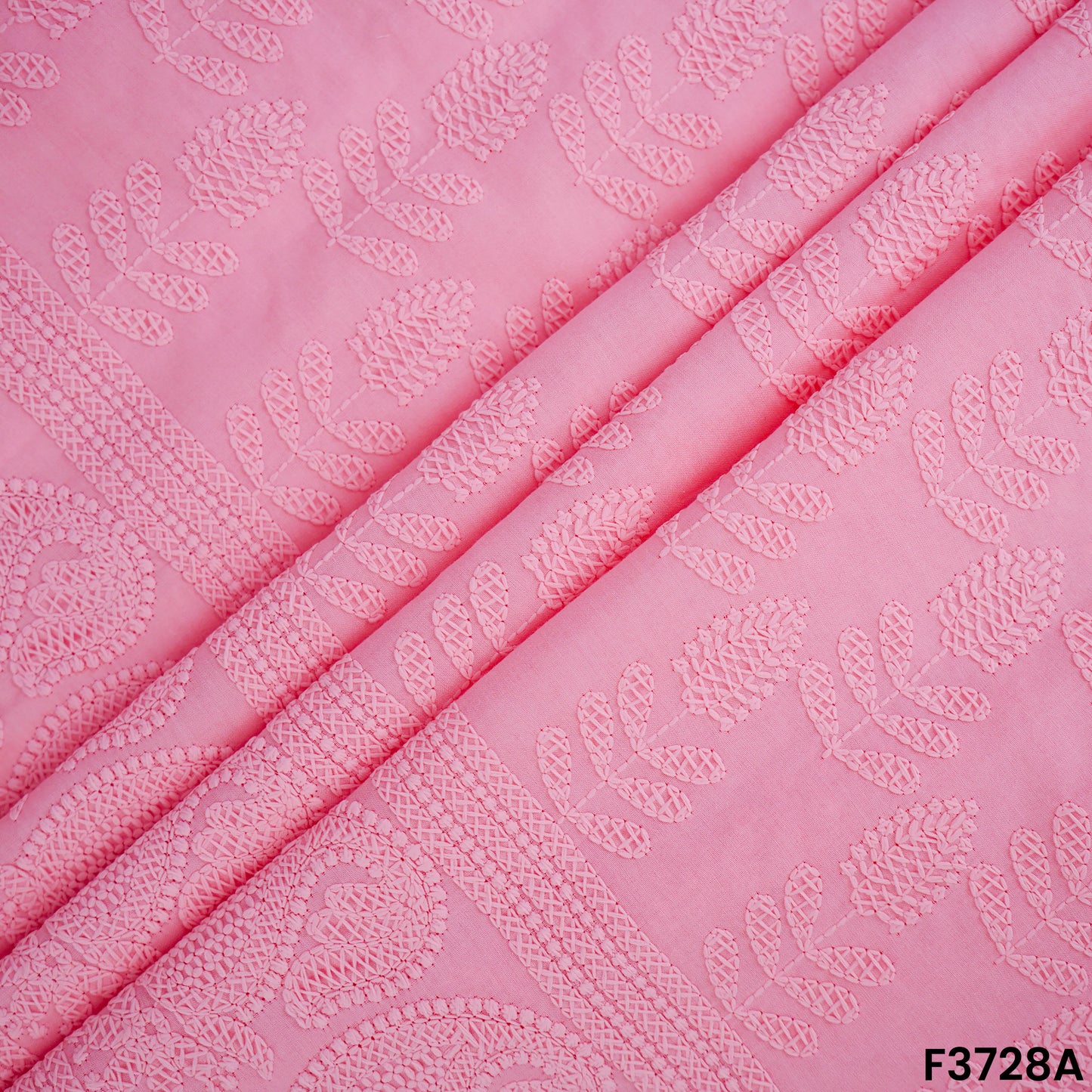 Thread Embroidered Cambric Cotton Fabric-3728
